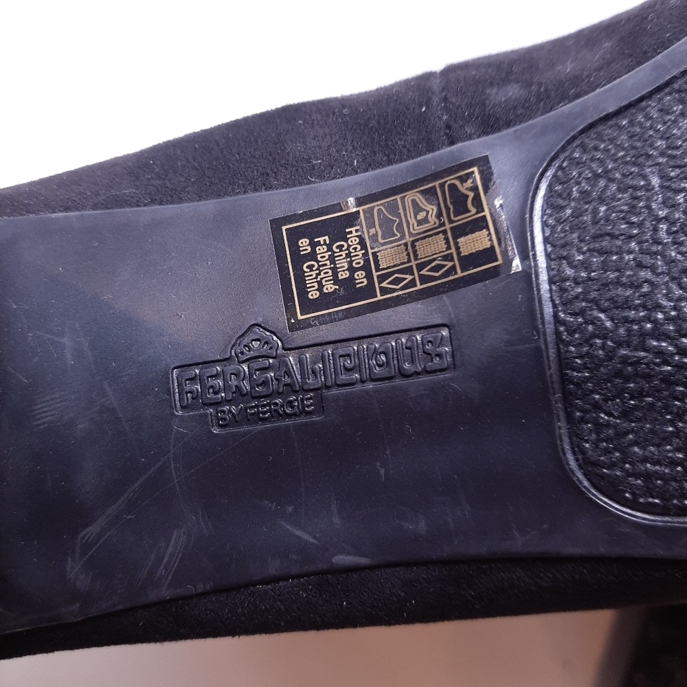 Fergalicious Dandy Velvet Glitter Black High Heels Ballet Toe Party Size 8 - Picture 15 of 15